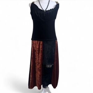 David Meister Velvet Mixed-Media Dress Sz‎ 6 | Patchwork Panel | Rare Find